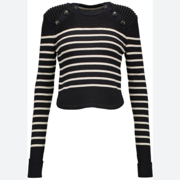 Isabel Marant Sweaters - ISABEL MARANT Runway "Hatfield" Stripe Wool Sweater Navy 2025 Misty Copeland